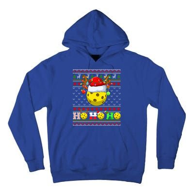 Pickleball Ball Xmas Tree Lights Ugly Christmas Sweater Gift Tall Hoodie