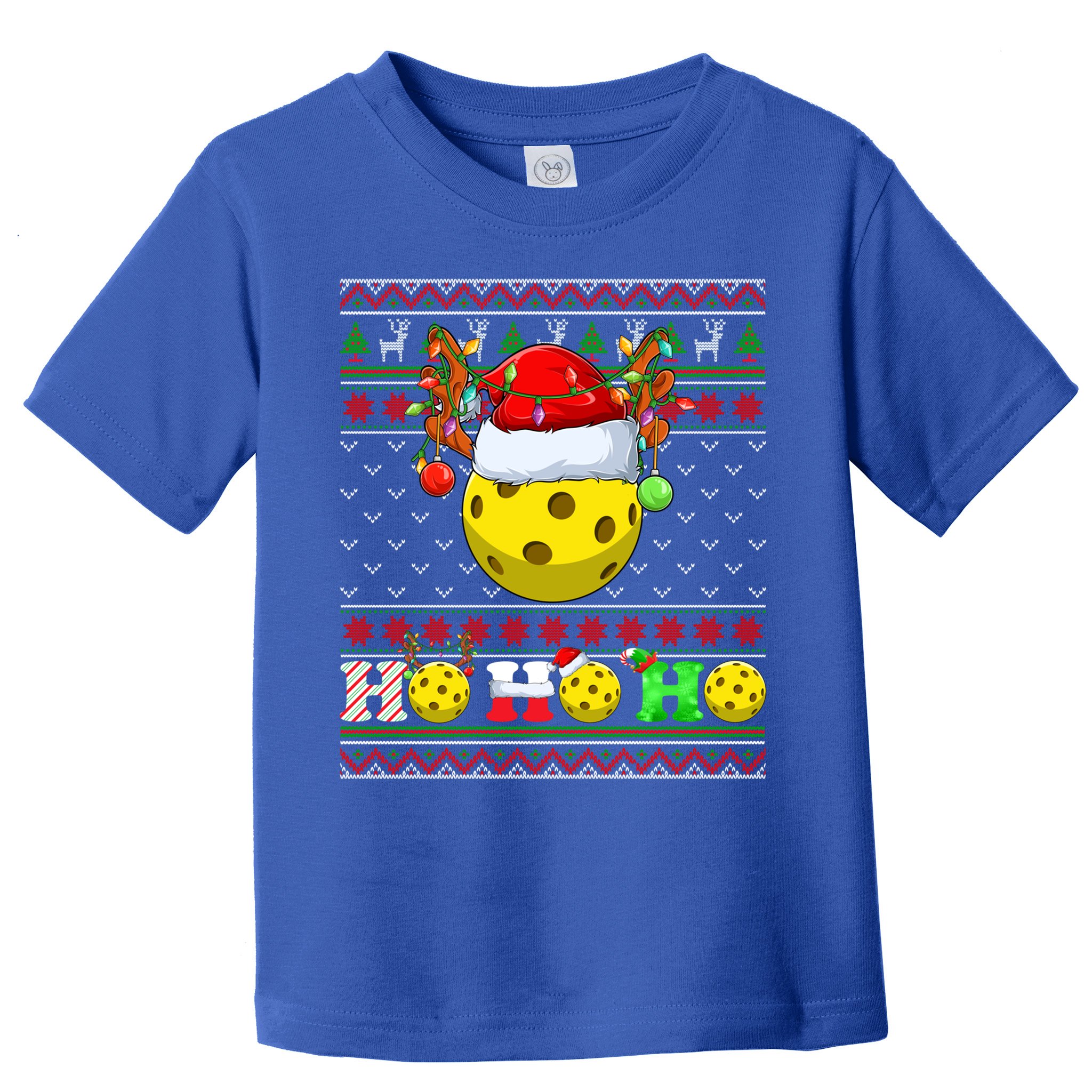 Pickleball Ball Xmas Tree Lights Ugly Christmas Sweater Gift Toddler T-Shirt