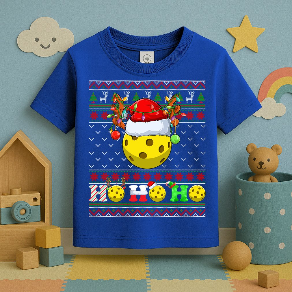 Pickleball Ball Xmas Tree Lights Ugly Christmas Sweater Gift Toddler T-Shirt
