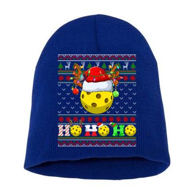 Pickleball Ball Xmas Tree Lights Ugly Christmas Sweater Gift Short Acrylic Beanie