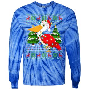 Pelican Bird Xmas Style Ugly Santa Pelican Christmas Great Gift Tie-Dye Long Sleeve Shirt