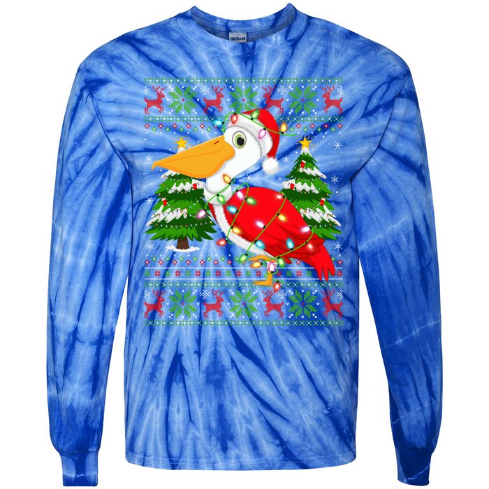 Pelican Bird Xmas Style Ugly Santa Pelican Christmas Great Gift Tie-Dye Long Sleeve Shirt