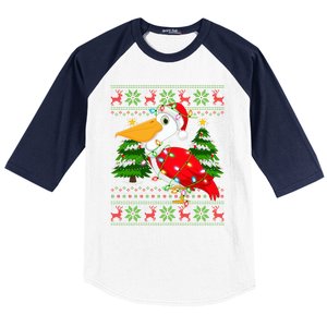 Pelican Bird Xmas Style Ugly Santa Pelican Christmas Great Gift Baseball Sleeve Shirt