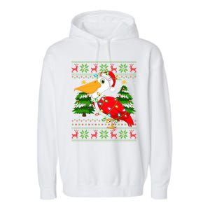 Pelican Bird Xmas Style Ugly Santa Pelican Christmas Great Gift Garment-Dyed Fleece Hoodie