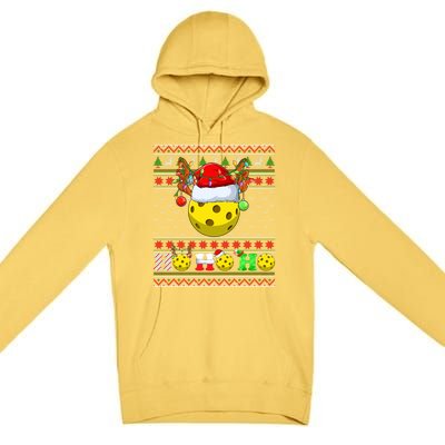 Pickleball Ball Xmas Tree Lights Ugly Christmas Sweater Gift Premium Pullover Hoodie