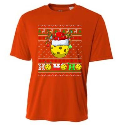 Pickleball Ball Xmas Tree Lights Ugly Christmas Sweater Gift Cooling Performance Crew T-Shirt