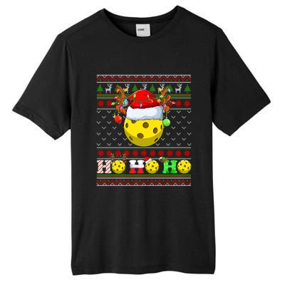 Pickleball Ball Xmas Tree Lights Ugly Christmas Sweater Gift Tall Fusion ChromaSoft Performance T-Shirt