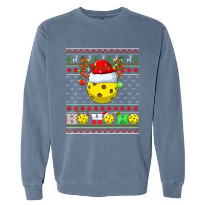 Pickleball Ball Xmas Tree Lights Ugly Christmas Sweater Gift Garment-Dyed Sweatshirt