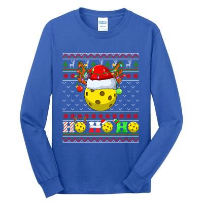 Pickleball Ball Xmas Tree Lights Ugly Christmas Sweater Gift Tall Long Sleeve T-Shirt