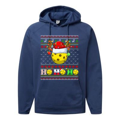 Pickleball Ball Xmas Tree Lights Ugly Christmas Sweater Gift Performance Fleece Hoodie