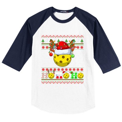 Pickleball Ball Xmas Tree Lights Ugly Christmas Sweater Gift Baseball Sleeve Shirt