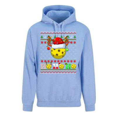 Pickleball Ball Xmas Tree Lights Ugly Christmas Sweater Gift Unisex Surf Hoodie