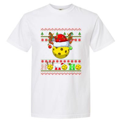 Pickleball Ball Xmas Tree Lights Ugly Christmas Sweater Gift Garment-Dyed Heavyweight T-Shirt