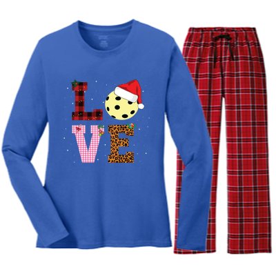 Pickle Ball Xmas Pajama Tee Leopard Patterns Plaid Gift Women's Long Sleeve Flannel Pajama Set 