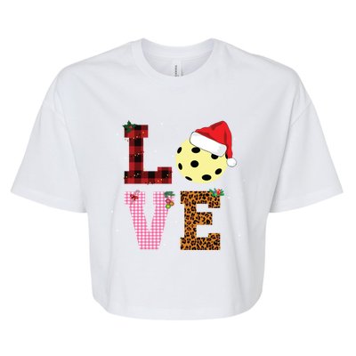 Pickle Ball Xmas Pajama Tee Leopard Patterns Plaid Gift Bella+Canvas Jersey Crop Tee