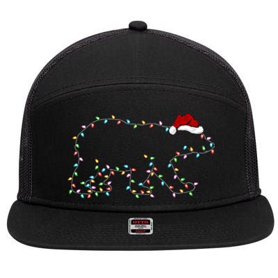 Polar Bear Xmas Lighting Santa Hat Polar Bear Christmas Funny Gift 7 Panel Mesh Trucker Snapback Hat