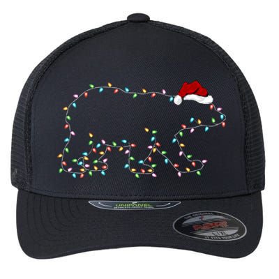 Polar Bear Xmas Lighting Santa Hat Polar Bear Christmas Funny Gift Flexfit Unipanel Trucker Cap