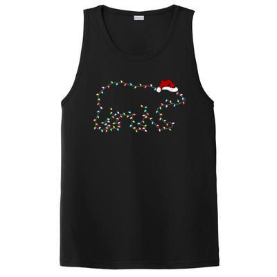 Polar Bear Xmas Lighting Santa Hat Polar Bear Christmas Funny Gift PosiCharge Competitor Tank