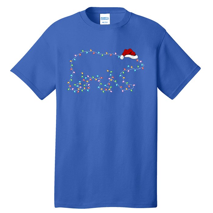 Polar Bear Xmas Lighting Santa Hat Polar Bear Christmas Funny Gift Tall T-Shirt