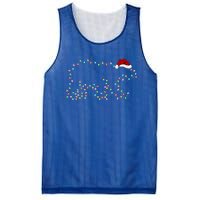 Polar Bear Xmas Lighting Santa Hat Polar Bear Christmas Funny Gift Mesh Reversible Basketball Jersey Tank