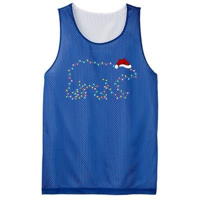 Polar Bear Xmas Lighting Santa Hat Polar Bear Christmas Funny Gift Mesh Reversible Basketball Jersey Tank