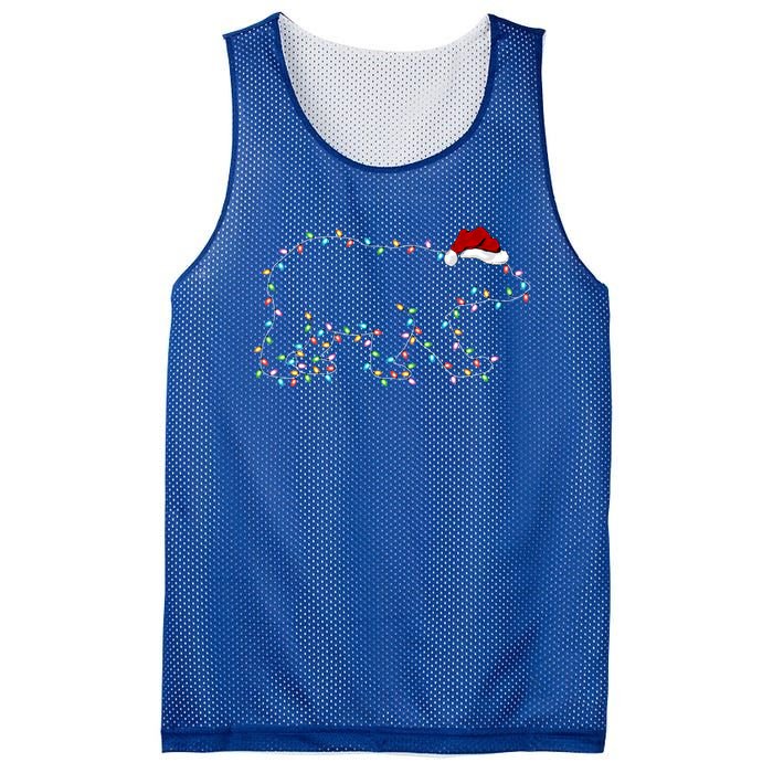 Polar Bear Xmas Lighting Santa Hat Polar Bear Christmas Funny Gift Mesh Reversible Basketball Jersey Tank