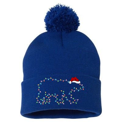 Polar Bear Xmas Lighting Santa Hat Polar Bear Christmas Funny Gift Pom Pom 12in Knit Beanie