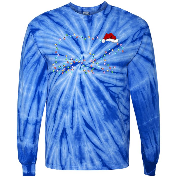 Polar Bear Xmas Lighting Santa Hat Polar Bear Christmas Funny Gift Tie-Dye Long Sleeve Shirt