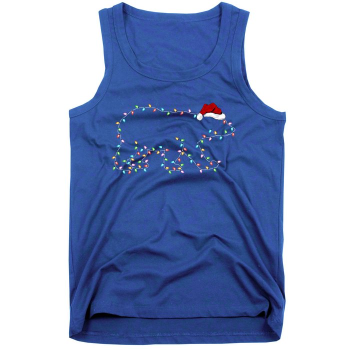 Polar Bear Xmas Lighting Santa Hat Polar Bear Christmas Funny Gift Tank Top