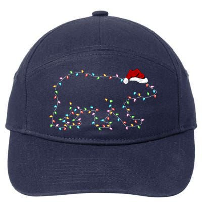 Polar Bear Xmas Lighting Santa Hat Polar Bear Christmas Funny Gift 7-Panel Snapback Hat