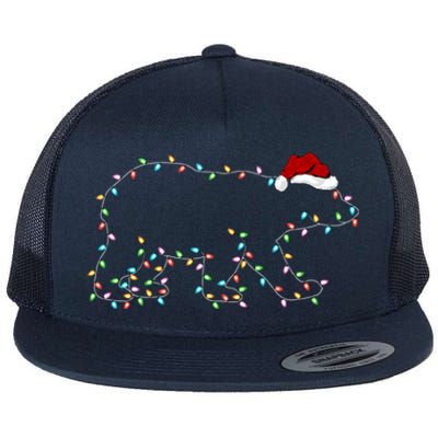 Polar Bear Xmas Lighting Santa Hat Polar Bear Christmas Funny Gift Flat Bill Trucker Hat