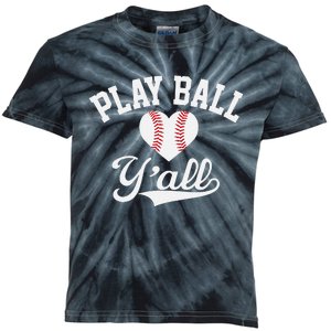 Play ball y'all funny saying for baseball players love heart Kids Tie-Dye T-Shirt