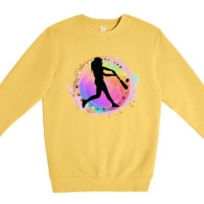 Pink Baseball Y Design Softball Plays Ball Gift Premium Crewneck Sweatshirt