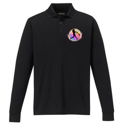 Pink Baseball Y Design Softball Plays Ball Gift Performance Long Sleeve Polo