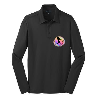 Pink Baseball Y Design Softball Plays Ball Gift Silk Touch Performance Long Sleeve Polo