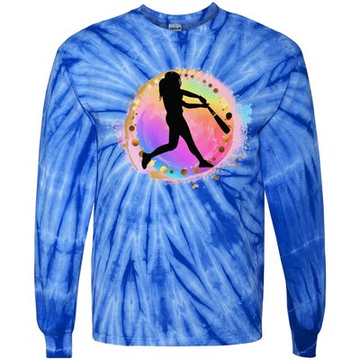 Pink Baseball Y Design Softball Plays Ball Gift Tie-Dye Long Sleeve Shirt