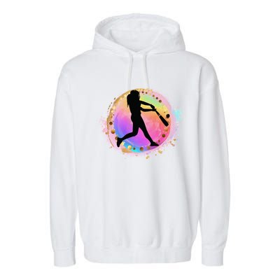 Pink Baseball Y Design Softball Plays Ball Gift Garment-Dyed Fleece Hoodie