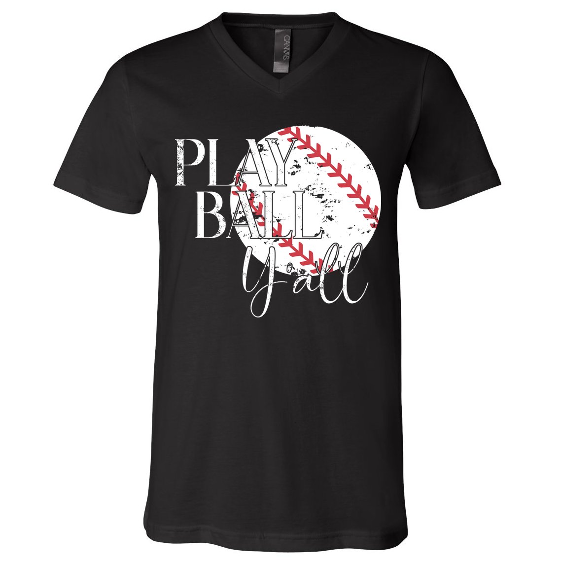 Play Ball Yall Baseball Sport Lover V-Neck T-Shirt