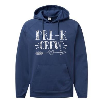 Prek Crew 1st Day Of School Prek Teacher Team Performance Fleece Hoodie