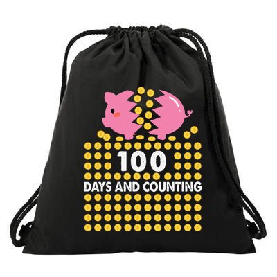 Pig Coin 100 Days Of School And Counting Teacher Student Drawstring Bag