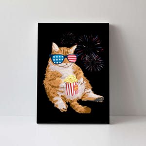 Patriotic Cat 4th of July USA American Flag Canvas