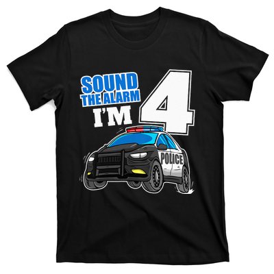 Police Car 4th Birthday Boy 4 Cop Policeman Officer Four T-Shirt