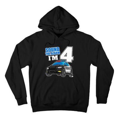 Police Car 4th Birthday Boy 4 Cop Policeman Officer Four Tall Hoodie