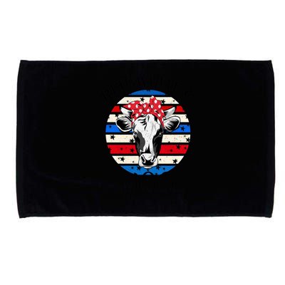 Patriotic Cow 4th Of July American Flag With Sunglasses Gift Microfiber Hand Towel