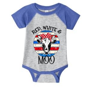 Patriotic Cow 4th Of July American Flag With Sunglasses Gift Infant Baby Jersey Bodysuit