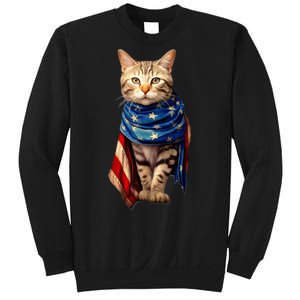 Patriotic Cat 4th Of July USA American Flag Sweatshirt