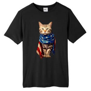 Patriotic Cat 4th Of July USA American Flag Tall Fusion ChromaSoft Performance T-Shirt