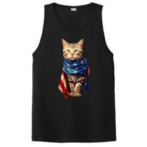 Patriotic Cat 4th Of July USA American Flag PosiCharge Competitor Tank