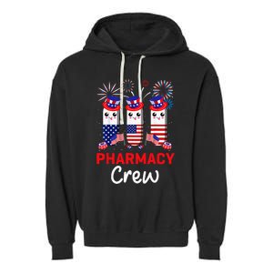 Pharmacy Crew 4th Of July Cute Pills American Patriotic Garment-Dyed Fleece Hoodie