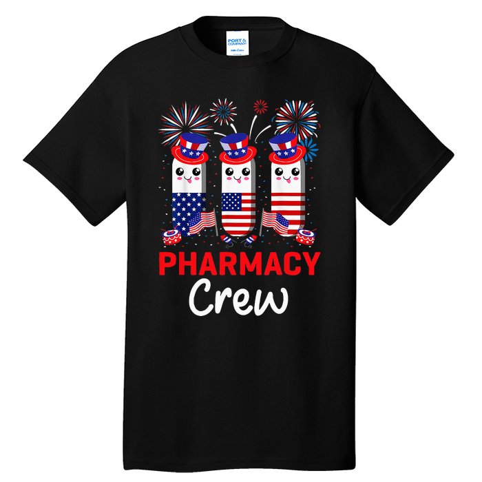 Pharmacy Crew 4th Of July Cute Pills American Patriotic Tall T-Shirt